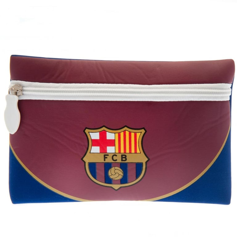 FC Barcelona Neoprene Pencil Case with Barca Crest Design and Rubber Zip Pull