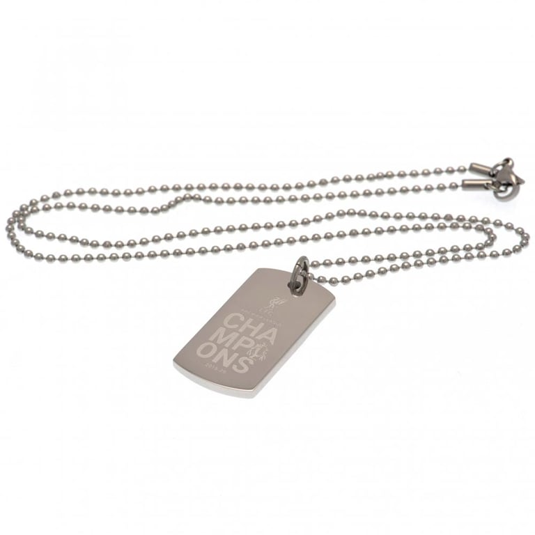 Liverpool FC Premier League Champions Stainless Steel Engraved Dog Tag - Chrome Finish