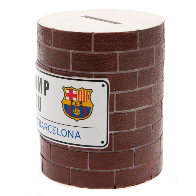 FC Barcelona Resin Twist Open Money Box - 3D Brick Wall Design with FCB Crest