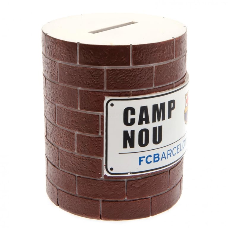 FC Barcelona Resin Twist Open Money Box - 3D Brick Wall Design with FCB Crest