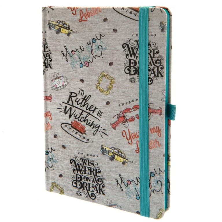 Friends Premium A5 Lined Notebook with Infographic Design and Elastic Closure