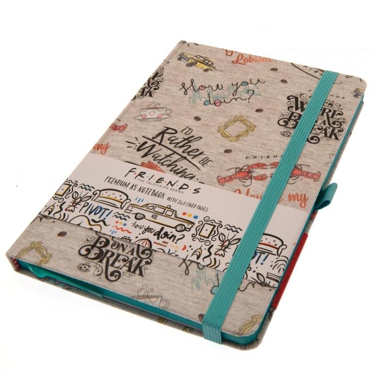 Friends Premium A5 Lined Notebook with Infographic Design and Elastic Closure