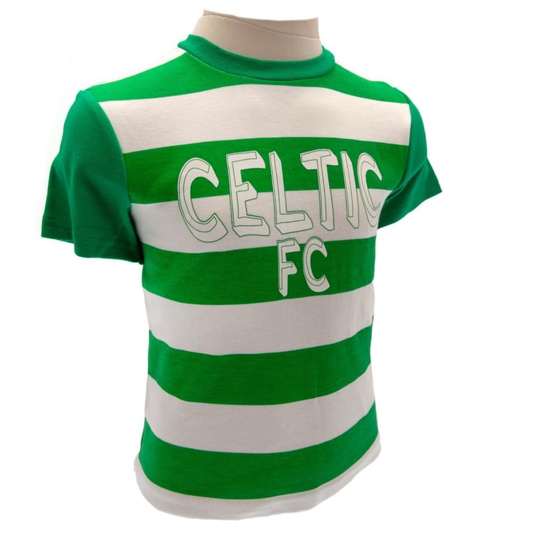 Celtic FC Classic Home Kit Set (18-23mths) - Green & White Hoops Cotton T-Shirt and Shorts