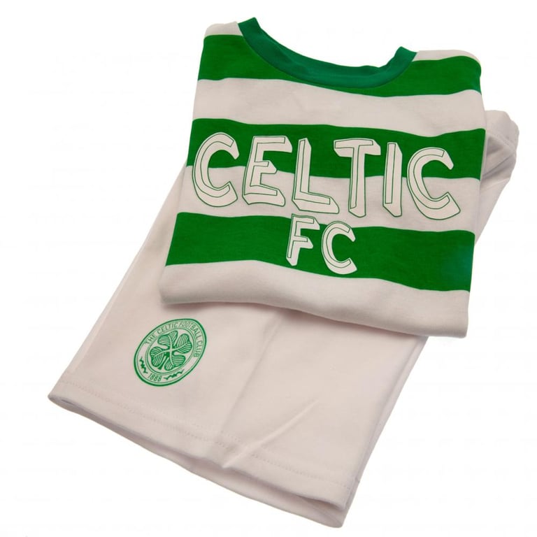 Celtic FC Classic Home Kit Set (18-23mths) - Green & White Hoops Cotton T-Shirt and Shorts