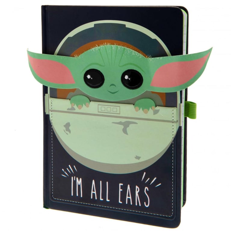 Star Wars The Mandalorian A5 Faux Leather Notebook with Bookmark and The Child Design