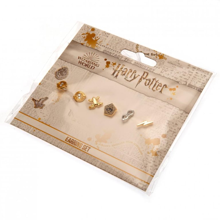 Harry Potter Gold Plated Earring Set - Time Turner & Chocolate Frog Studs
