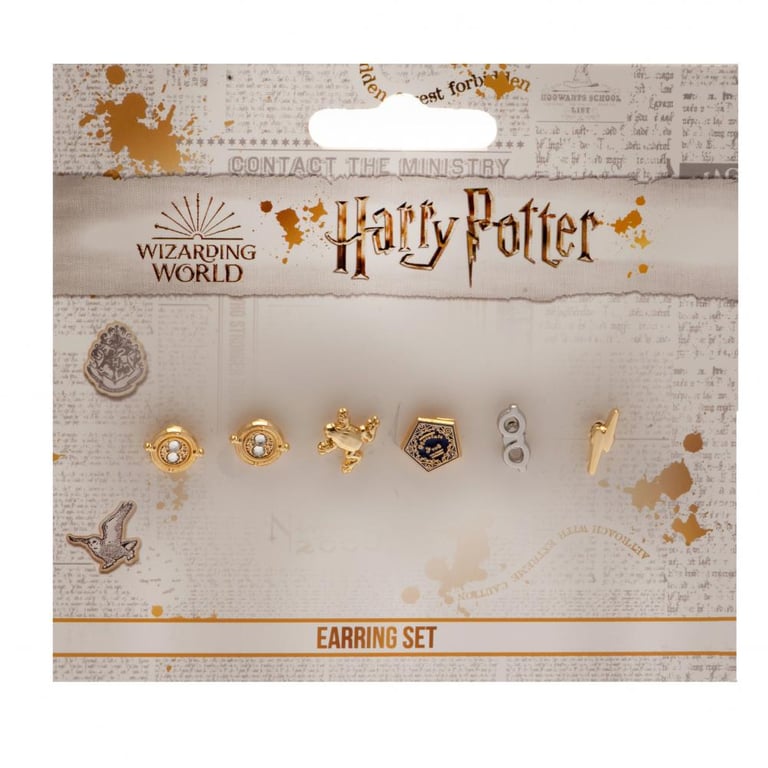 Harry Potter Gold Plated Earring Set - Time Turner & Chocolate Frog Studs