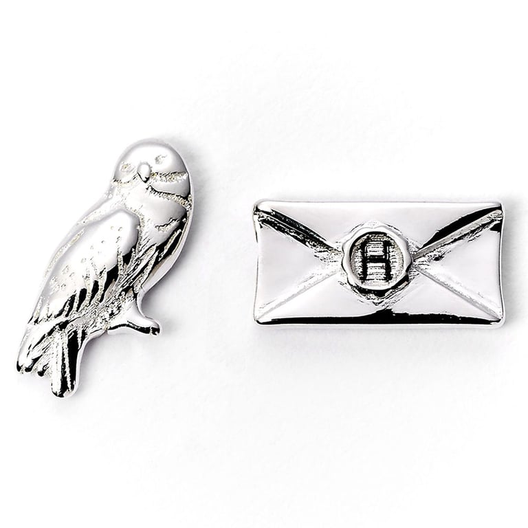Harry Potter Silver Plated Hedwig Owl & Hogwarts Acceptance Letter Stud Earrings