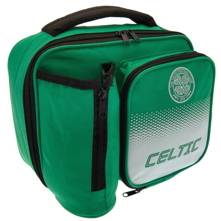 Celtic FC Fade Lunch Bag - Polyester Main Compartment with Zipped Bottle Holder and Front Pocket