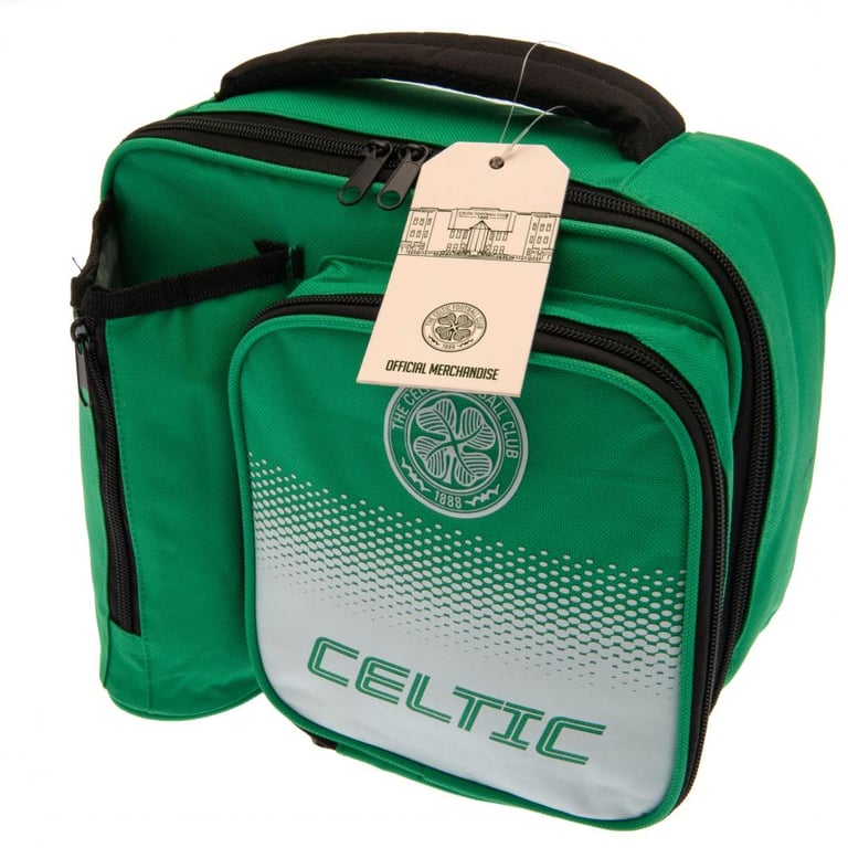 Celtic FC Fade Lunch Bag - Polyester Main Compartment with Zipped Bottle Holder and Front Pocket