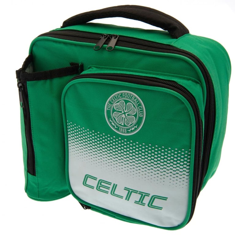 Celtic FC Fade Lunch Bag - Polyester Main Compartment with Zipped Bottle Holder and Front Pocket