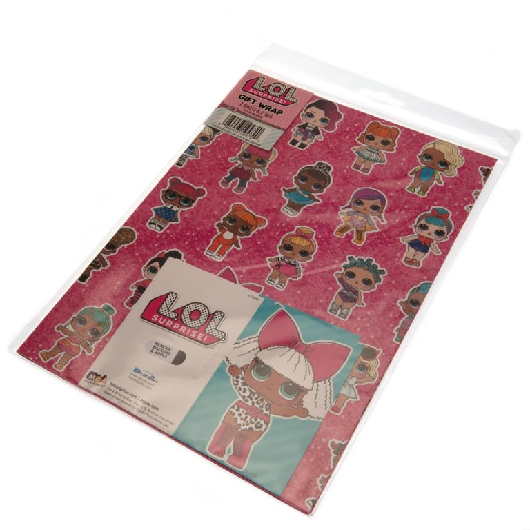 L.O.L. Surprise Gift Wrap - Vibrant Character-Themed Sheets & Tags, Pink Background, Party Supplies
