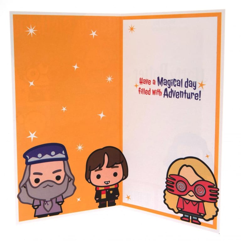 Harry Potter Chibi Style Magical Birthday Card - Colourful Gloss Finish With Adventure Message