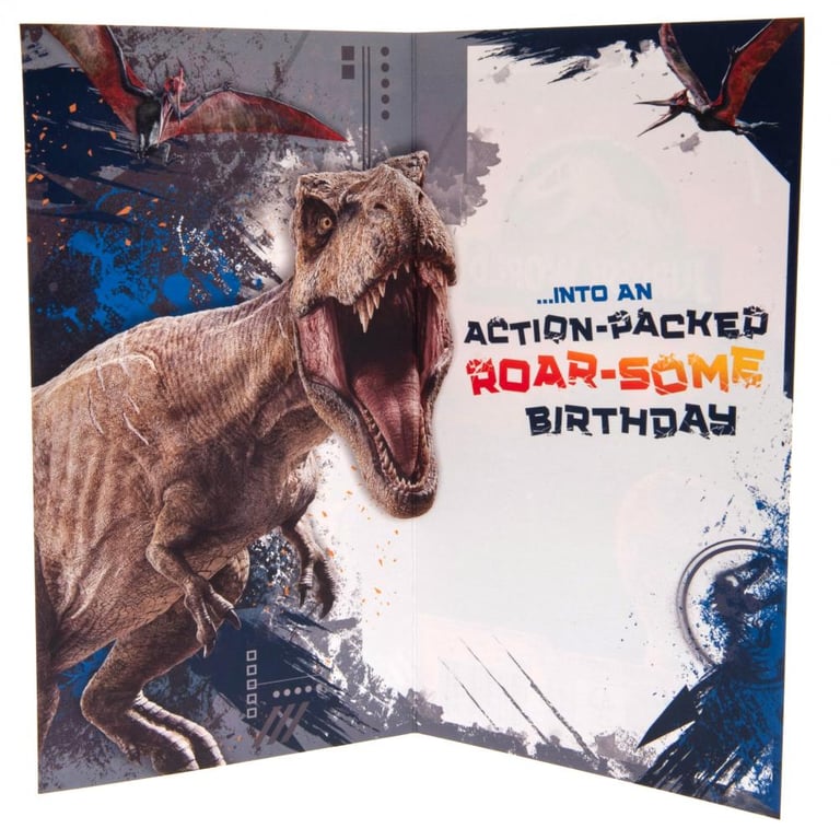 Jurassic World Colourful Dinosaur Birthday Card - Roar-Some Action-Packed Celebrations
