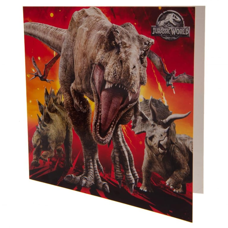 Jurassic World Dinosaur Themed Blank Birthday Card with Glossy Finish