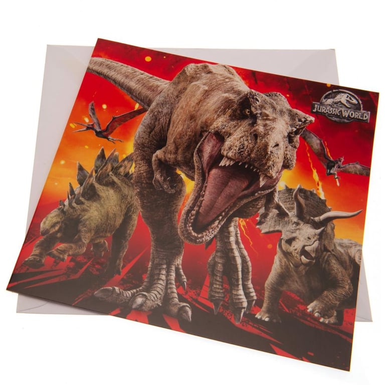 Jurassic World Dinosaur Themed Blank Birthday Card with Glossy Finish