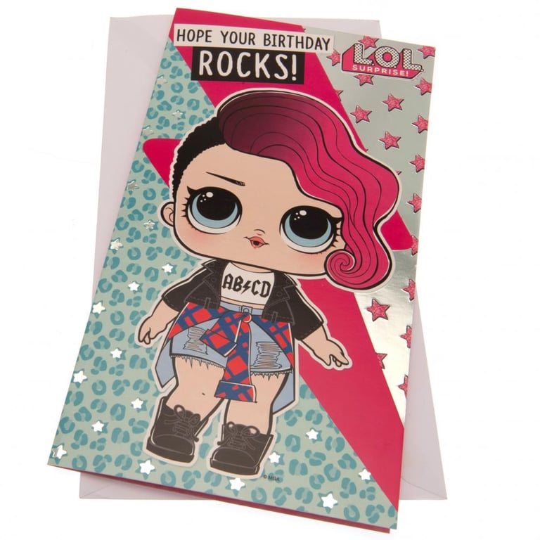 LOL Surprise Birthday Card - Gloss Finish Card Inside with Rocker and Diva Greeting