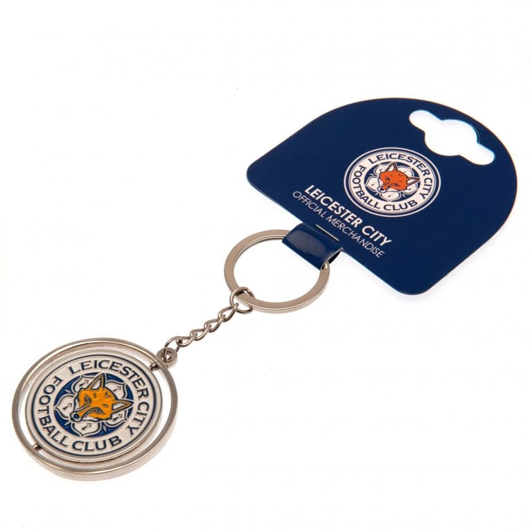 Leicester City FC Metal Spinner Keyring - Enamel Crest Charm Keychain