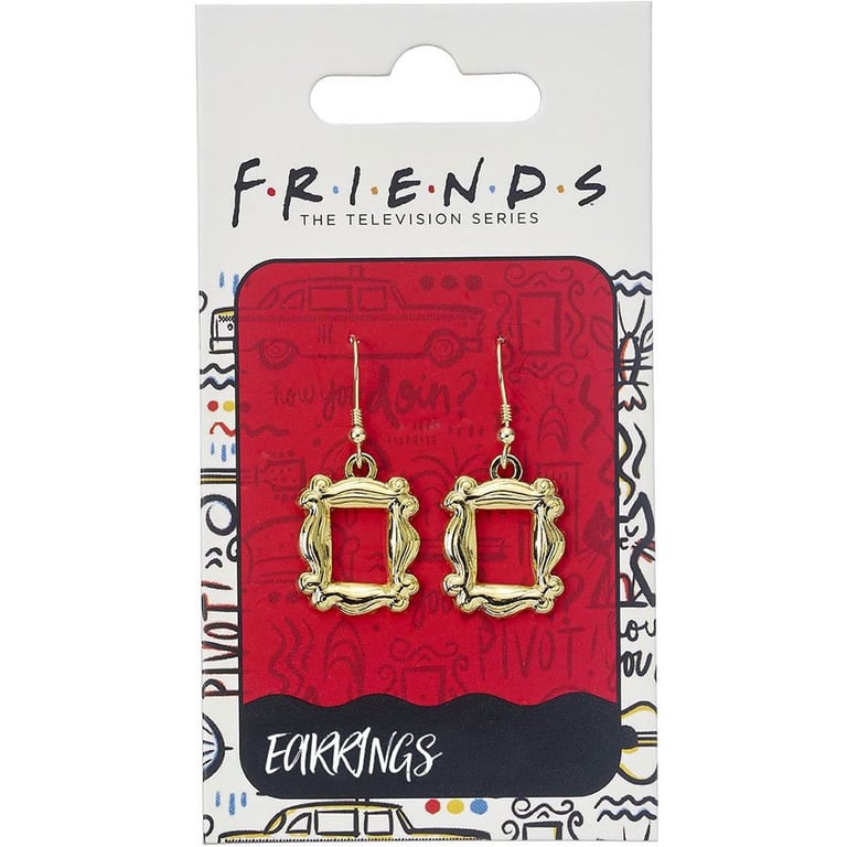 Gold Plated Monica s Peephole Frame Hook Earrings - Detailed Design Fashion Jewelry