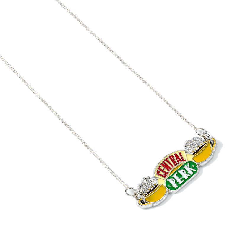 Central Perk Silver Plated Logo Charm Snake Necklace - 25 Extender Chain