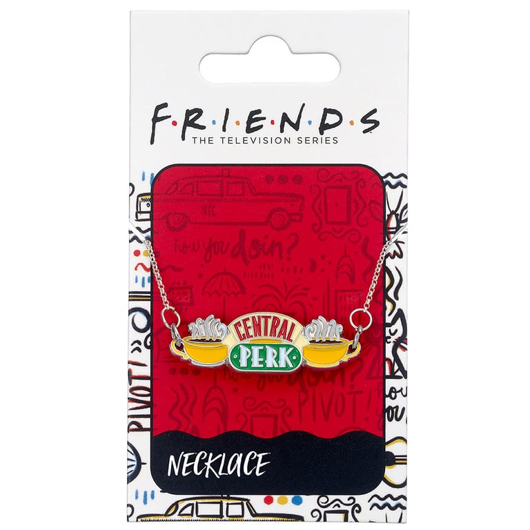 Central Perk Silver Plated Logo Charm Snake Necklace - 25 Extender Chain