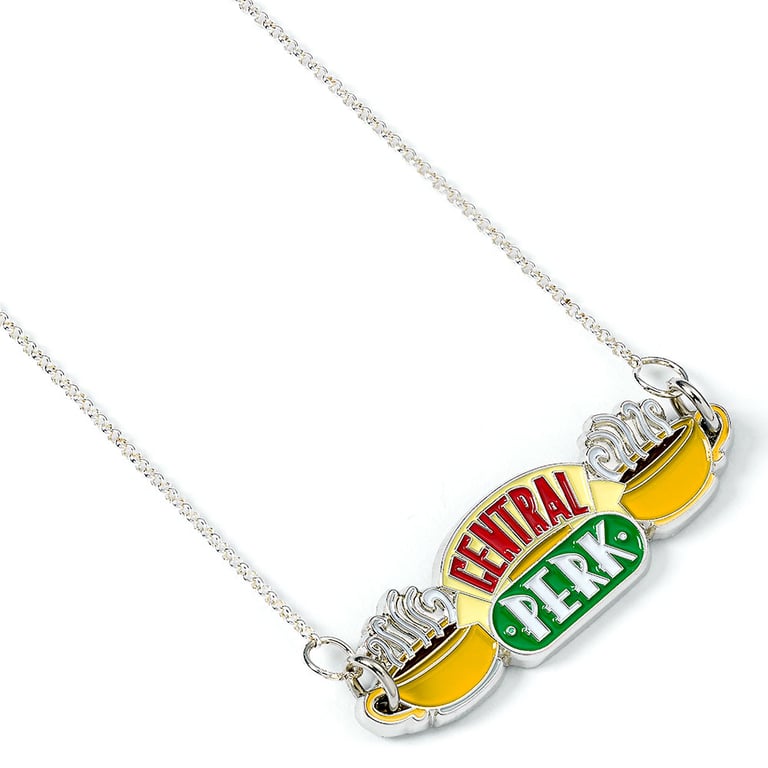 Central Perk Silver Plated Logo Charm Snake Necklace - 25 Extender Chain