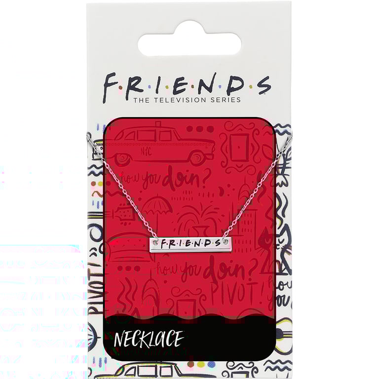 Friends Silver Plated Necklace - Snake Chain with Extender & Friends Logo Charm