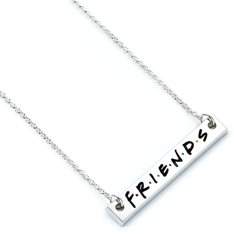 Friends Silver Plated Necklace - Snake Chain with Extender & Friends Logo Charm
