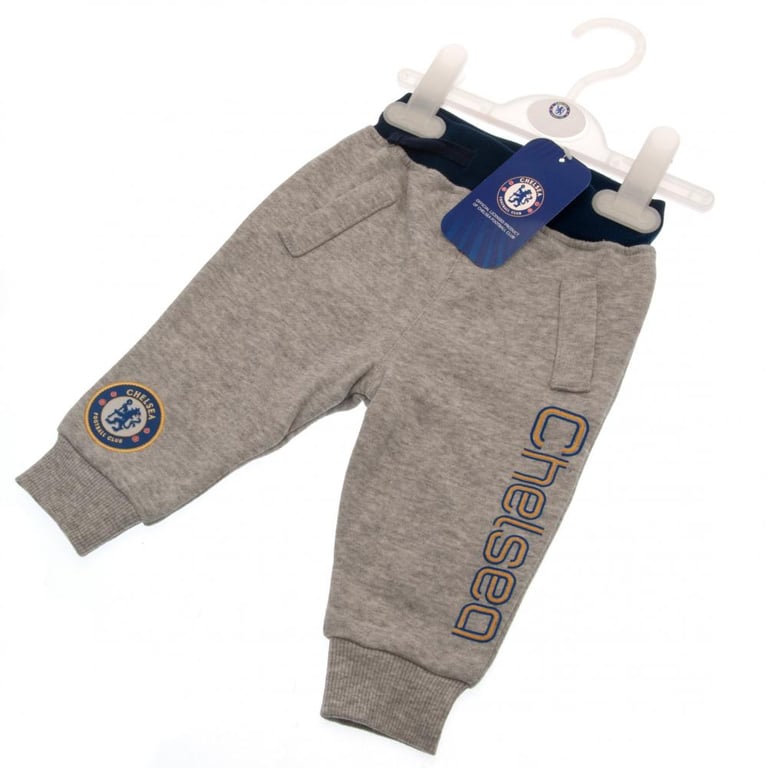 Chelsea FC Grey and Blue Baby Joggers - Soft Cotton Embroidered Crest