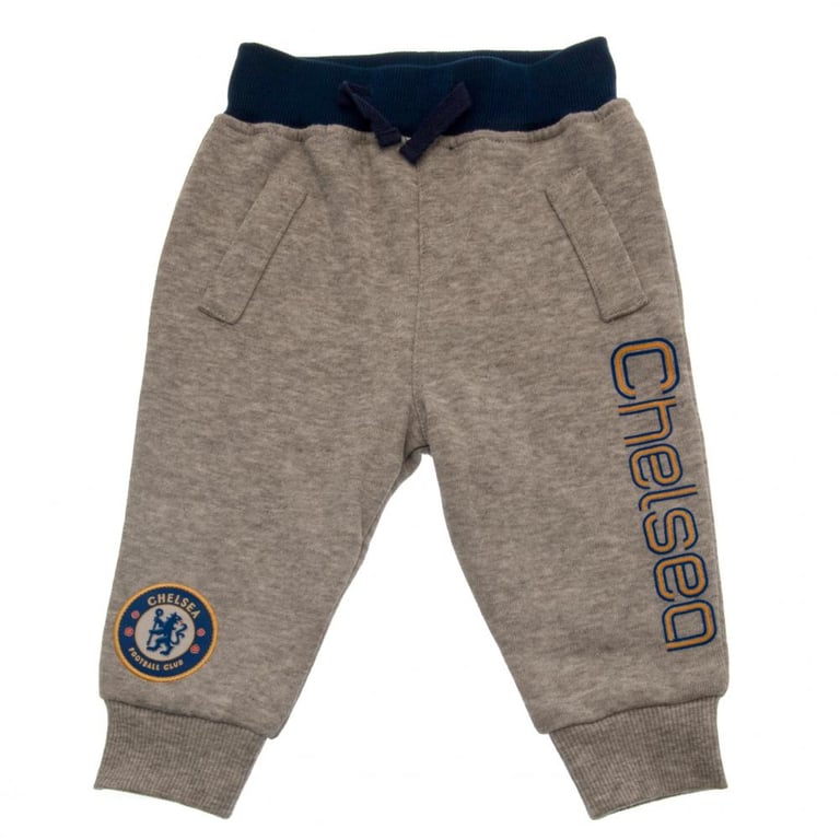 Chelsea FC Grey and Blue Baby Joggers - Soft Cotton Embroidered Crest