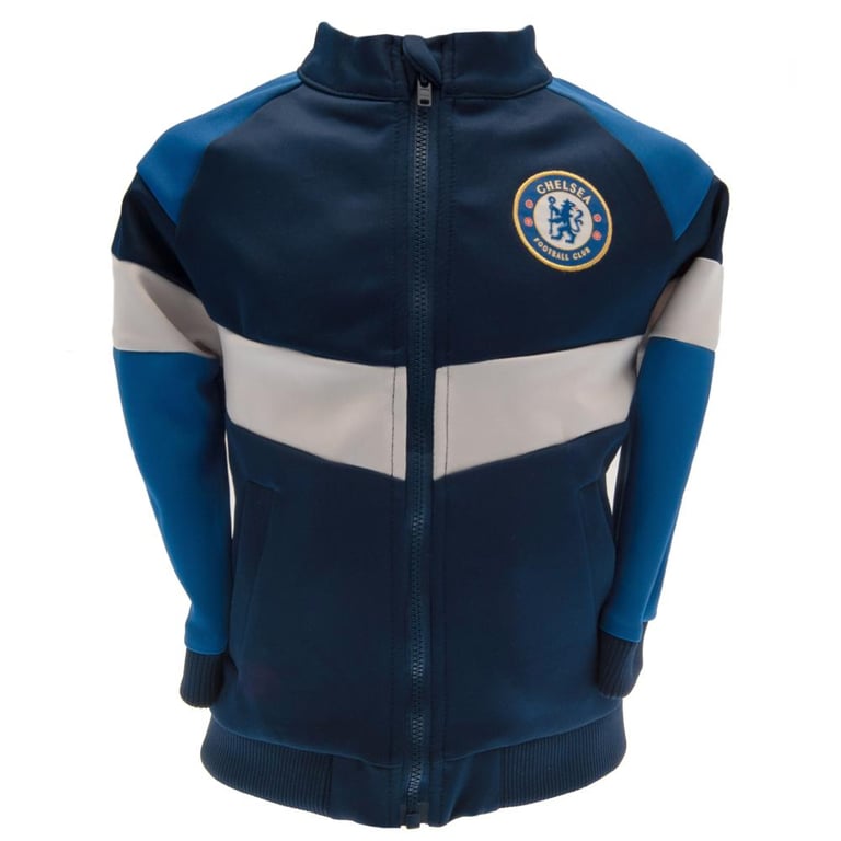 Chelsea FC Embroidered Crest Track Top - Soft Comfortable Fit