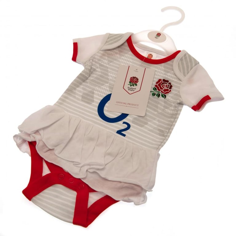 England RFU Tutu 6/9 mths Cotton Bodysuit with Embroidered Crest