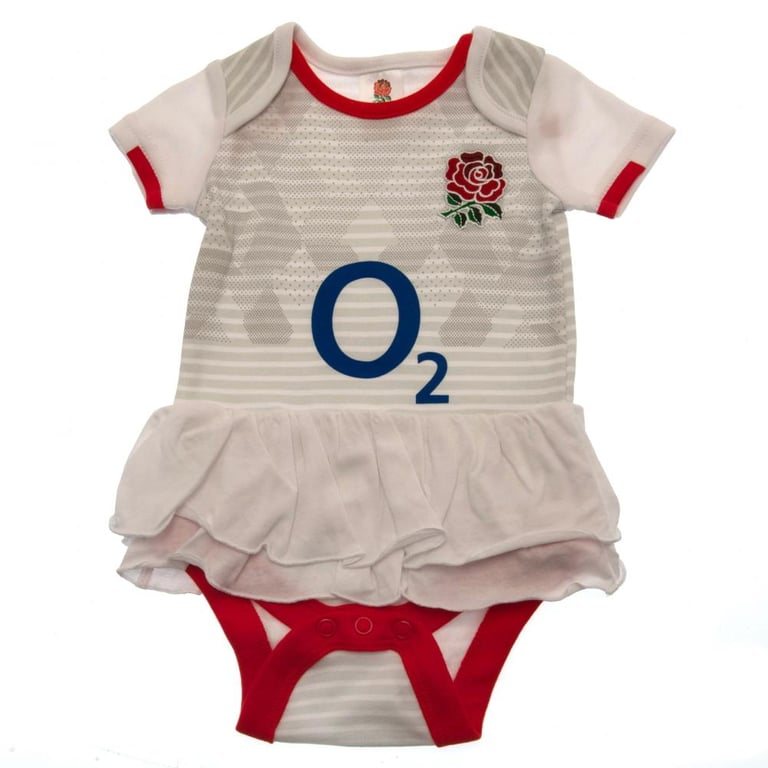 England RFU Double Frill Tutu Bodysuit 9/12 mths, Soft Cotton Design