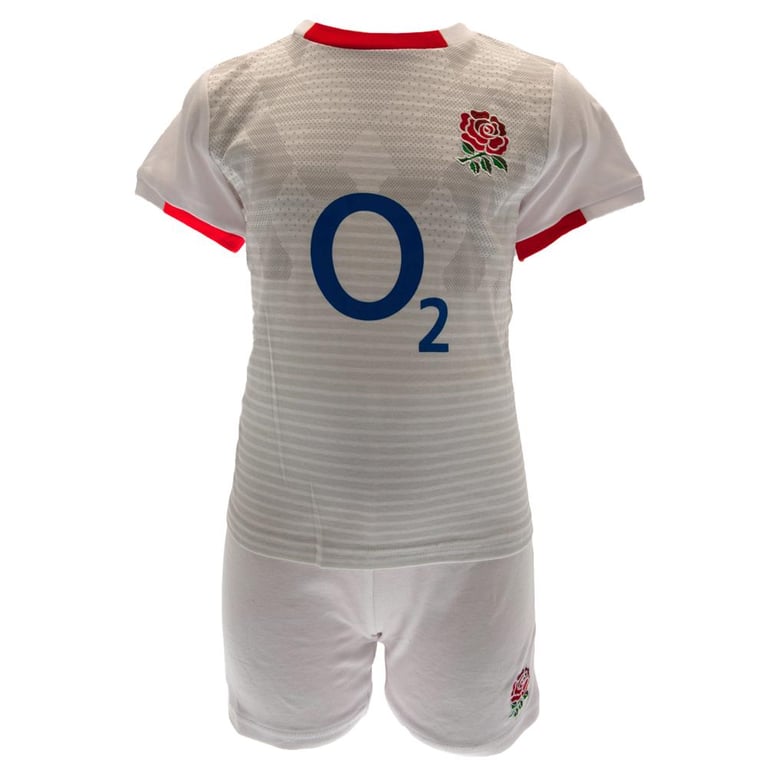 England RFU Home Kit T-Shirt and Short Set - Soft Cotton, Embroidered Crest