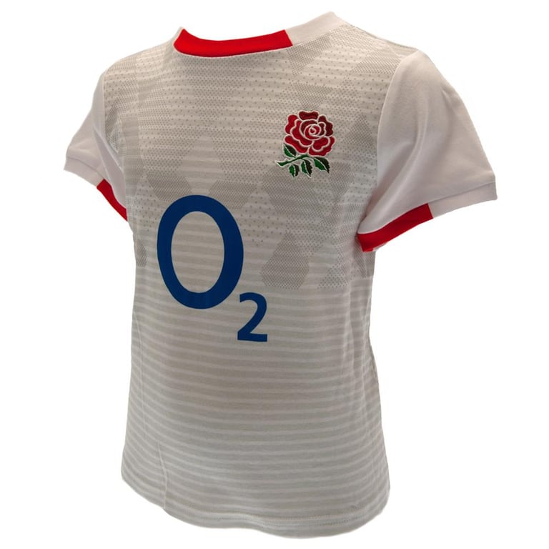 England RFU Home Kit 9/12mths Cotton T-Shirt & Short Set with Embroidered Crest