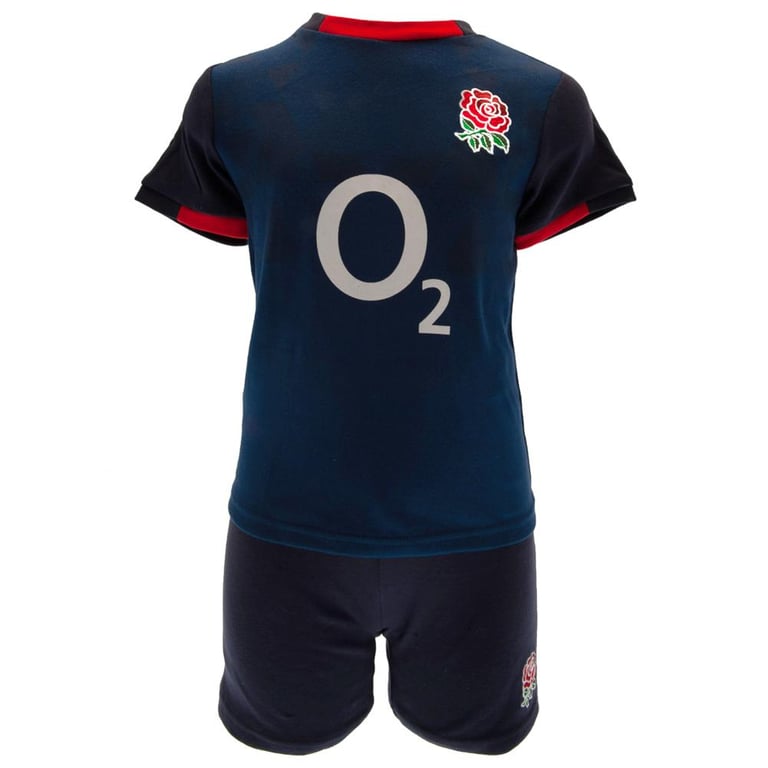 England RFU Navy Away Kit Baby T-Shirt & Short Set (9-12 Months) - Soft Cotton & Sponsorship Embroidery