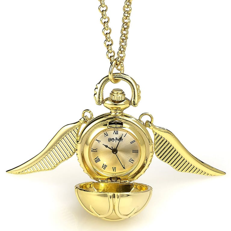 Harry Potter Golden Snitch Gold Plated Locket Watch Necklace - 25 Chain Snake Jewelry