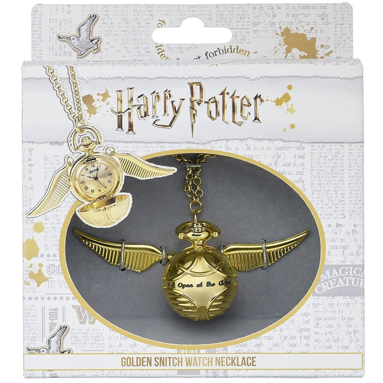 Harry Potter Golden Snitch Gold Plated Locket Watch Necklace - 25 Chain Snake Jewelry