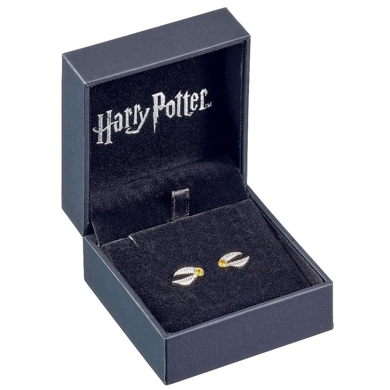 Sterling Silver Crystal Harry Potter Golden Snitch Earrings