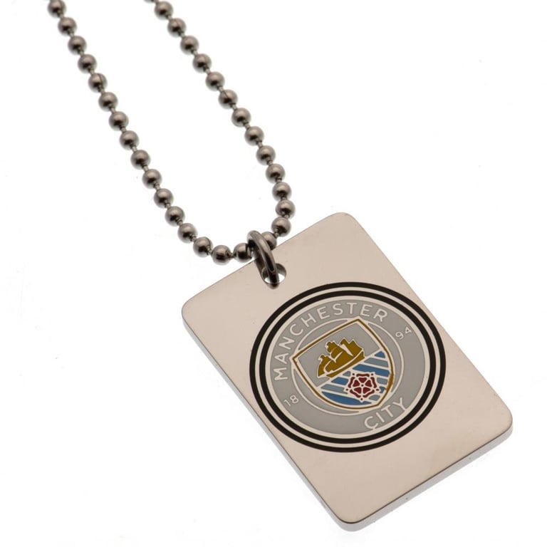 Manchester City FC Enamel Crest Stainless Steel Dog Tag & Chain