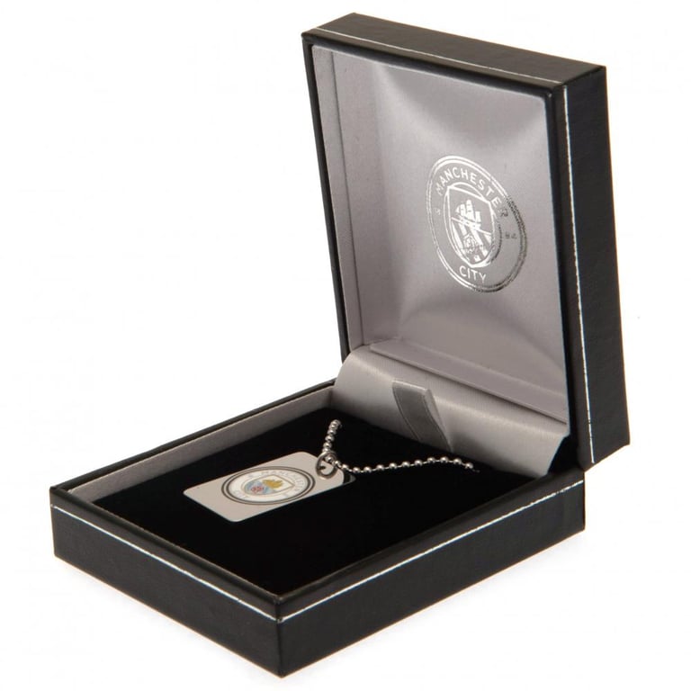 Manchester City FC Enamel Crest Stainless Steel Dog Tag & Chain