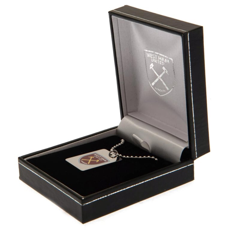 West Ham United FC Enamel Crest Dog Tag & Chrome Finish Chain