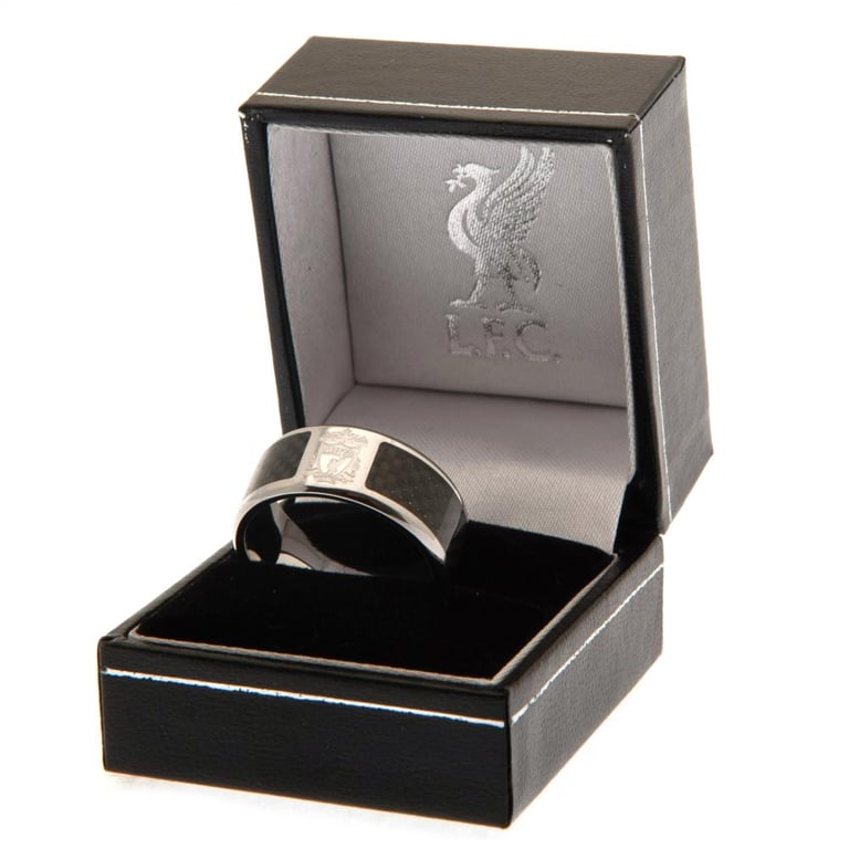 Liverpool FC Carbon Fibre Woven Effect Stainless Steel Ring Engraved