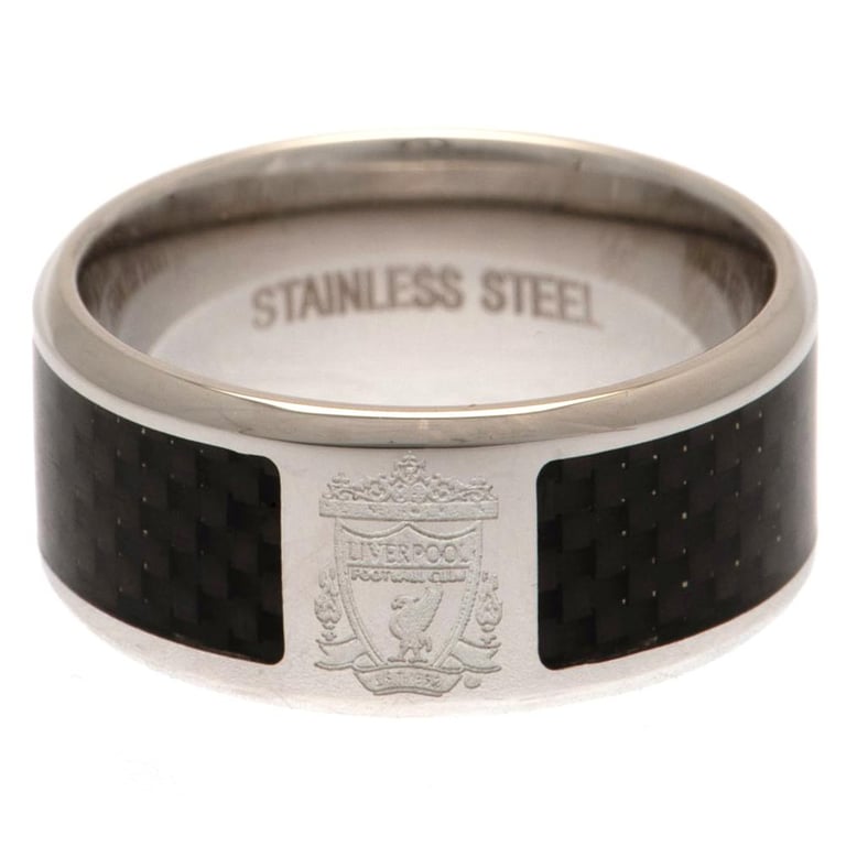 Liverpool FC Carbon Fibre Crest Stainless Steel Ring