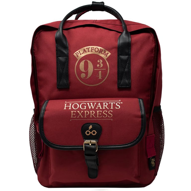 Harry Potter 9 & 3 Quarters Premium Burgundy Backpack - Magnetic Buckle and Wipe Clean Design