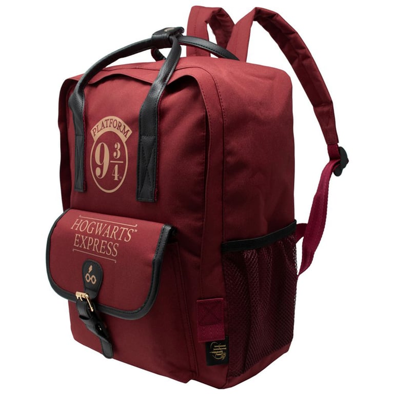 Harry Potter 9 & 3 Quarters Premium Burgundy Backpack - Magnetic Buckle and Wipe Clean Design