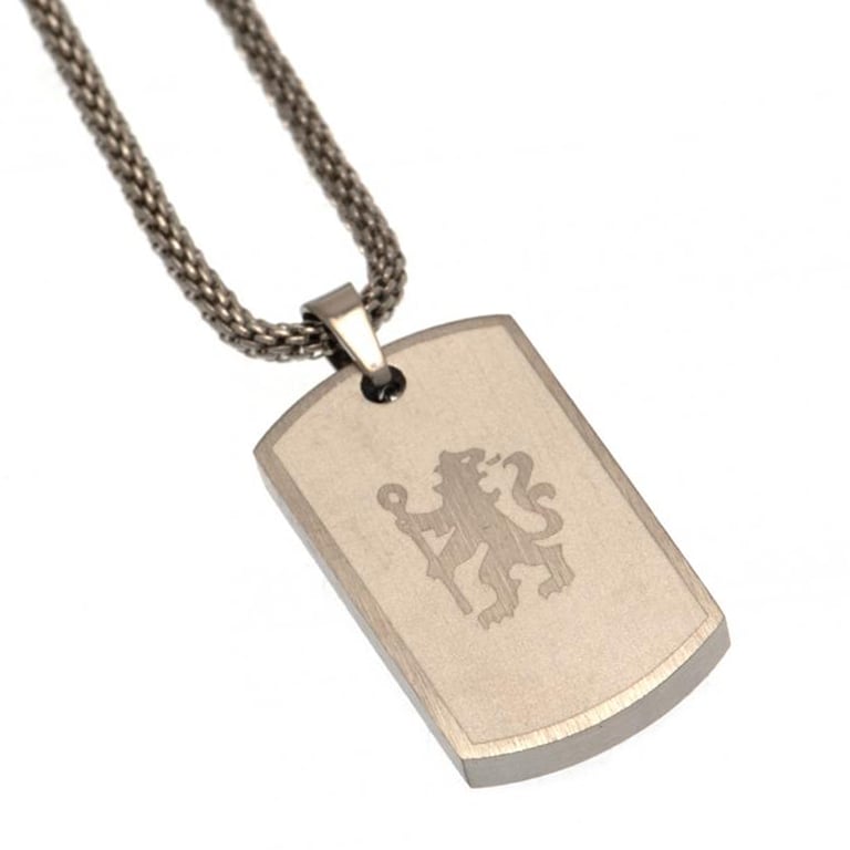 Chelsea FC Icon Stainless Steel Dog Tag with Lion Engraving and Chain