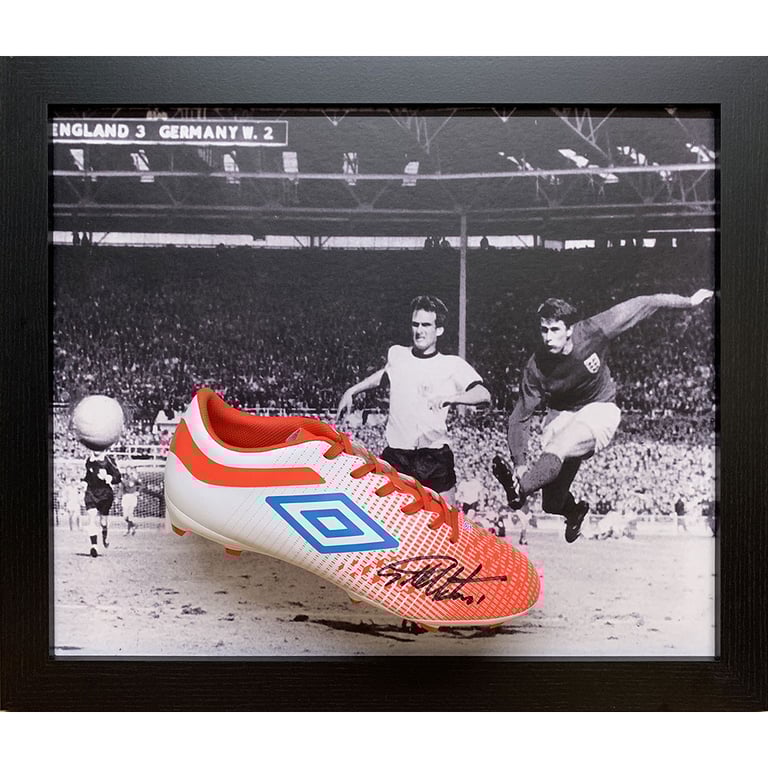 England FA Hurst Signed Boot - Framed and Personally Hand Signed by Sir Geoff Hurst in Private Session