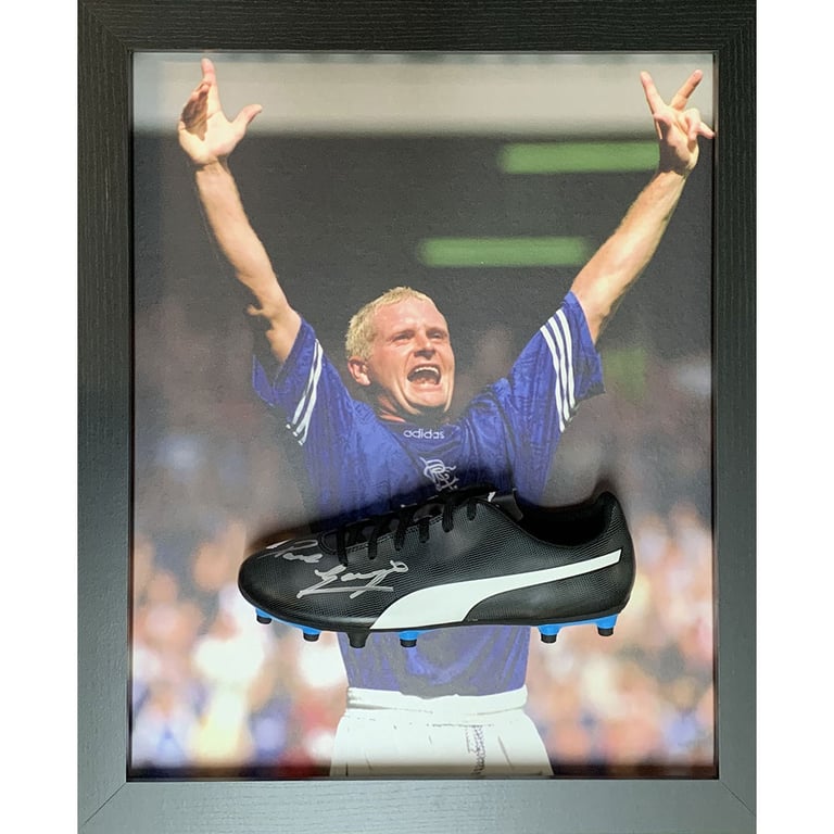 Rangers FC Paul Gascoigne Signed Puma Boot (Framed)