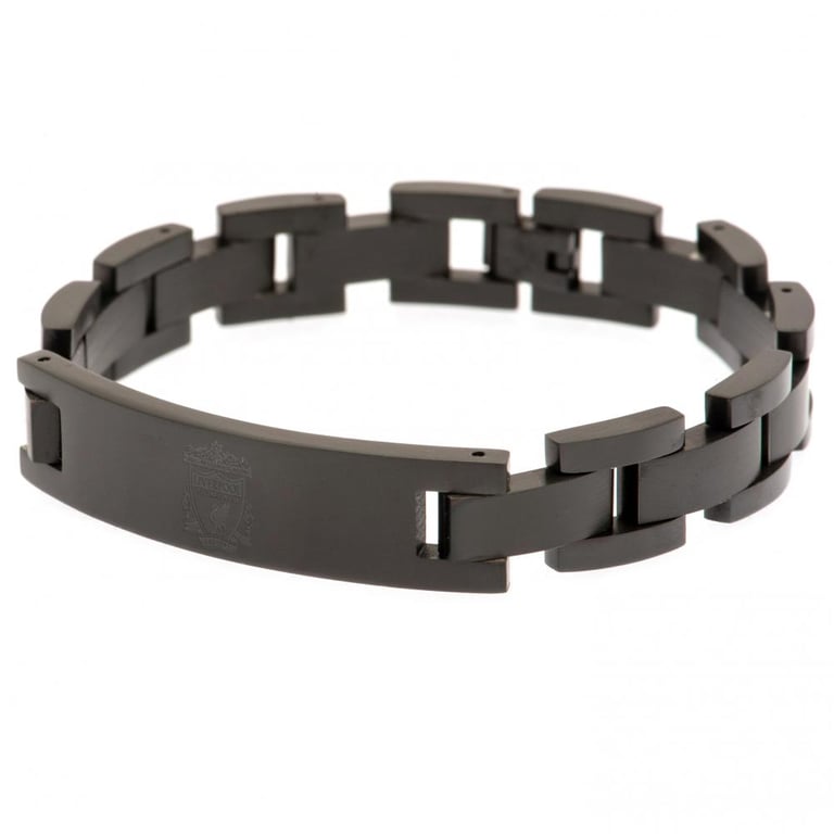 Liverpool FC Black Ion Plated Stainless Steel Link Bracelet with Club Crest Engraving